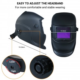 Welding Helmet Solar Powered Auto Darkening Protective Helmet Shield with Variable Shade from DIN9 to DIN13 Suitable for ARC TIG MIG Spot Micro Wire AC DC Plasma Welders/Cutters
