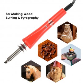 220-240V 30W 28PCS Electric Soldering Iron Wood Burning Kit Wood Working Stencil Hobby Craft Set High Quality Pyrography Tool Wood Burning/Engraving/Carving/Embossing/Flipping Word & Soldering Tips