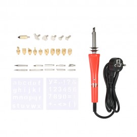 220-240V 30W 28PCS Electric Soldering Iron Wood Burning Kit Wood Working Stencil Hobby Craft Set High Quality Pyrography Tool Wood Burning/Engraving/Carving/Embossing/Flipping Word & Soldering Tips