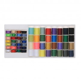 60pcs/set Mixed Colors Sewing Thread Set Metal Bobbins + Thread Spools for Brother Janome Kenmore Singer Household Electric Sewing Machines