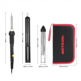 Meterk 14 in 1 Soldering Iron Kit 60W Adjustable Temperature Welding Soldering Iron with ON/OFF Switch 5pcs Soldering Tips Solder Sucker Desoldering Wick Solder Wire Anti-static Tweezers Iron Stand with Cleaning Sponge Tool Box