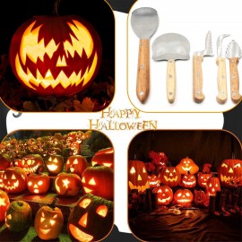 Pumpkin Carving Kit for Halloween Jack-O-Lanterns Cutting Sculpting Tools 5 Pieces Stainless Steel Carve Sculpt Tools Set