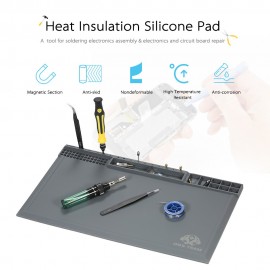 Magnetic 380*210mm Heat Insulation Silicone Pad for BGA Soldering Repair Solder Station Mat High Temperature Maintenance Platform with Screw Notches
