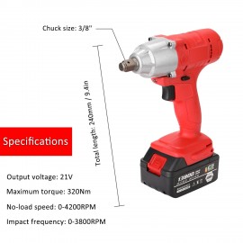 108VF 13800mAh Cordless Electric Wrench 320Nm 3/8 Inch Driver Lithium Battery Wrench High Torque Rechargeable Power Wrenches