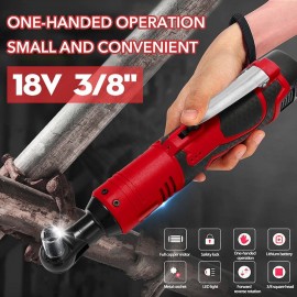 18V Multifunctional Cordless Rechargeable Electric Wrench 3/8 Inch Right Angle Electric Ratchet Wrenches with LED Light