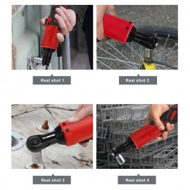 12 V Lithium Battery Rechargeable Electric Wrench Portable Multifunctional Cordless 3/8 Inch Ratchet Wrench 90 Degree Power Tool Wrenches with LED Light