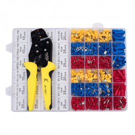 Wire Terminals Crimping Tool Insulated Ratcheting Crimper Kit of AWG22-14 with 500PCS Male and Female Spade Connectors