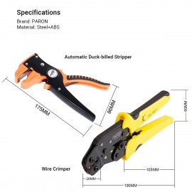 PARON Professional 4 In 1 Wire Crimper with Cord End Terminals Engineering Ratcheting Terminal Crimping Pliers Crimper Tool Kit with Automatic Duck-billed Stripper JX-D4311
