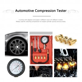 Gasoline Engine Compression Tester Auto Petrol Gas Engine Cylinder Automobile Pressure Gauge Tester Automotive Test Kit 0-300psi with Case