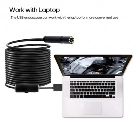 Industrial Endoscope Borescope Inspection Camera Built-in 8pcs LEDs 8mm Lens IP67 Waterproof USB Endoscope(10m Hard Wire)