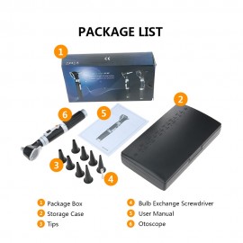 Carevas Pocket Otoscope 3X True View Full Spectrum Home Physician Ear Care Diagnostic Set with 8 Tips for Adult & Child FDA & CE Approved