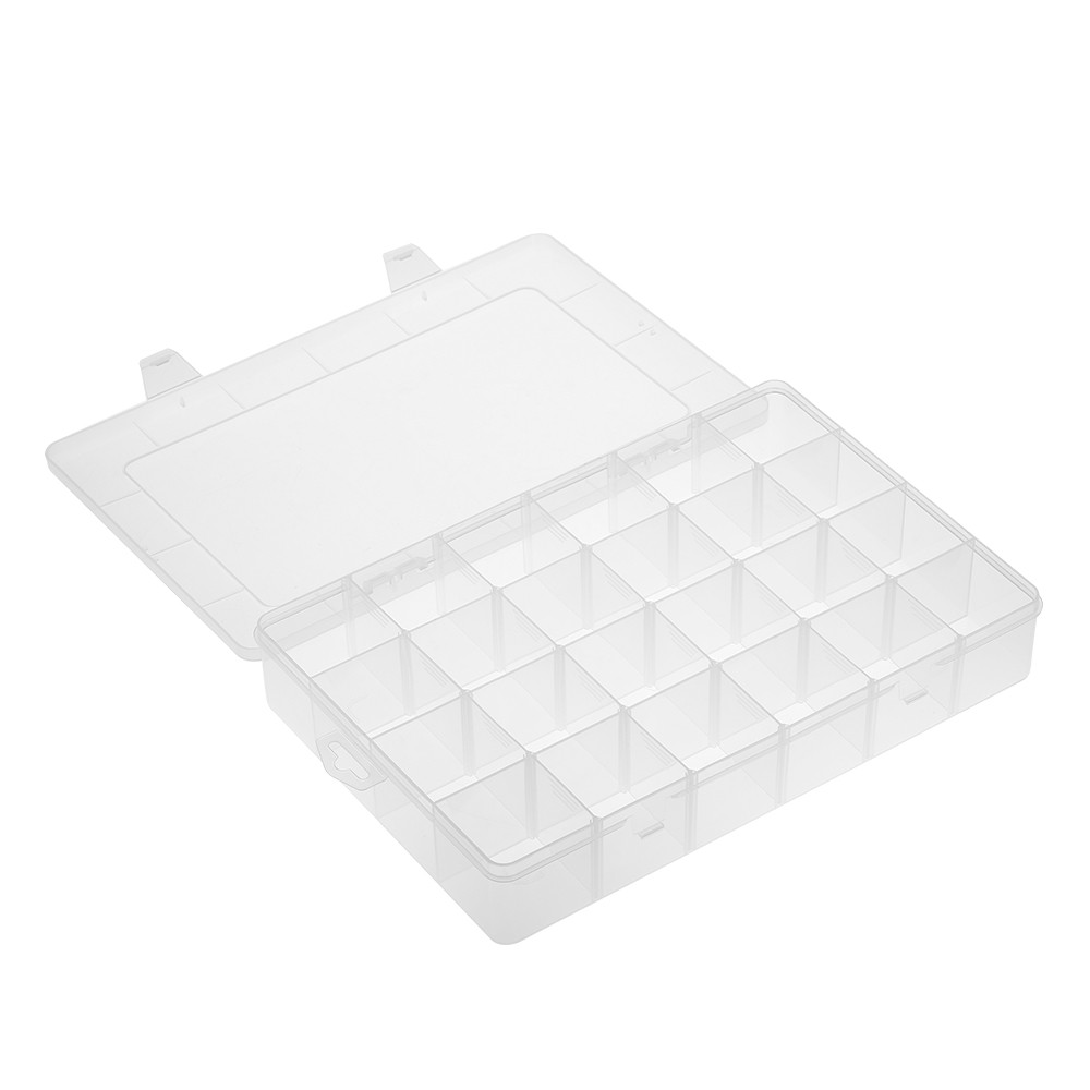 Transparent Large 24 Grids Adjustable Plastic Storage Containers Jewelry Bead Bathroom Accessories Tools Organizer Box